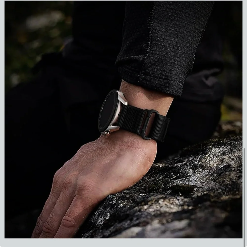 Samsung Galaxy Watch Rugged Nylon Strap Military Grade - Black - Large